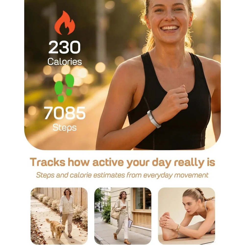 FITVII Screenless Activity Tracker Heart Rate & Sleep Monitor Silver Android iOS - Picture 2 of 5